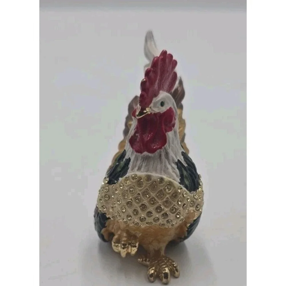 Leonardo Collection Jeweled Rooster Trinket Box Rhinestone Figurine Vintage